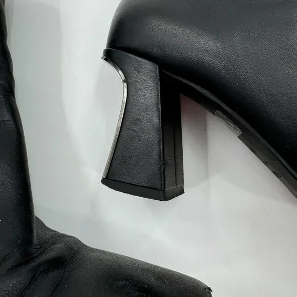 Furla Sirena Black Leather Square-Toe Ankle Boots Size7.5 or  38.5 Made In Italy - Picture 10 of 15